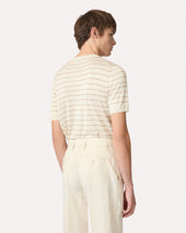 T Shirt In Maglia A Righe Panna E Marrone