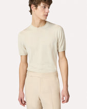 T Shirt In Seta Panna
