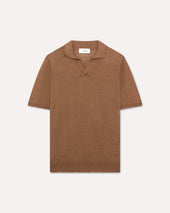 Polo in maglia marrone