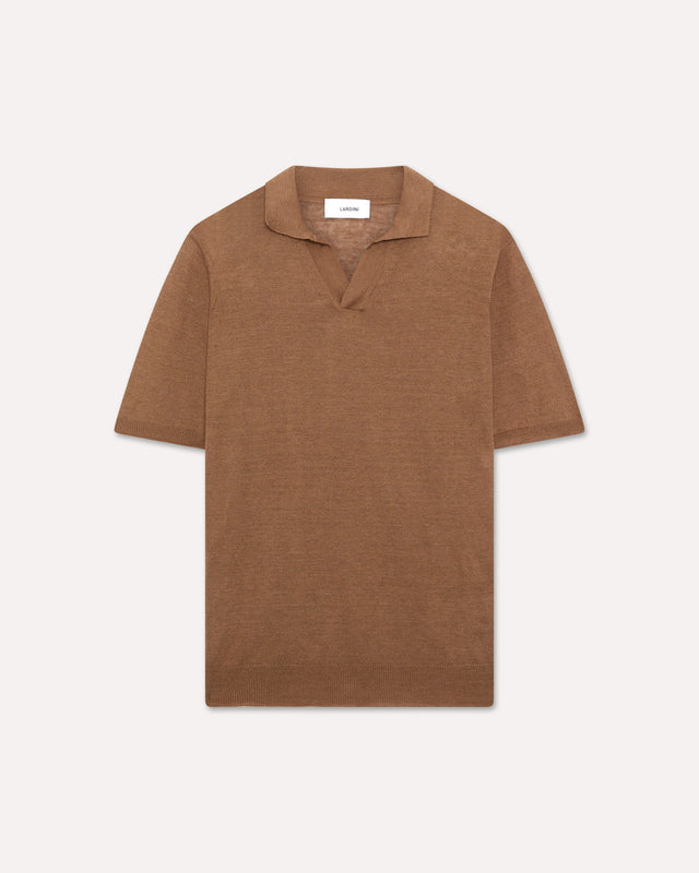 Polo in maglia marrone