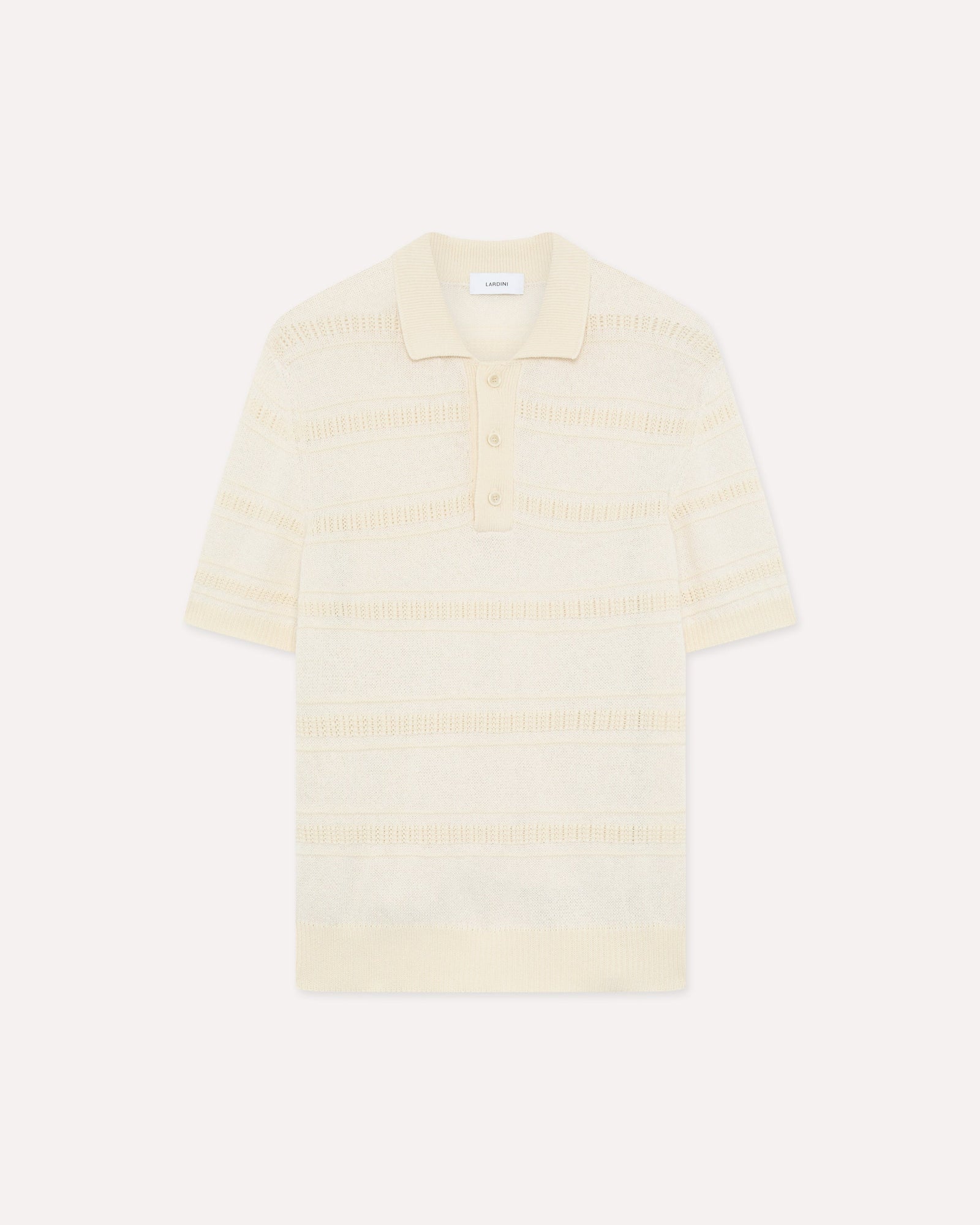 Polo In Maglia Di Cotone A Righe Panna