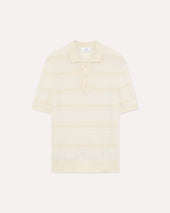 Polo in maglia di cotone a righe panna
