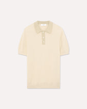 Polo in maglia di cotone panna