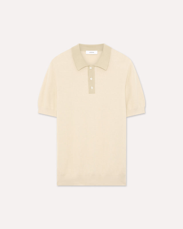 Polo in maglia di cotone panna