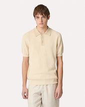 Polo In Maglia Di Cotone Panna