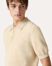 Polo In Maglia Di Cotone Panna