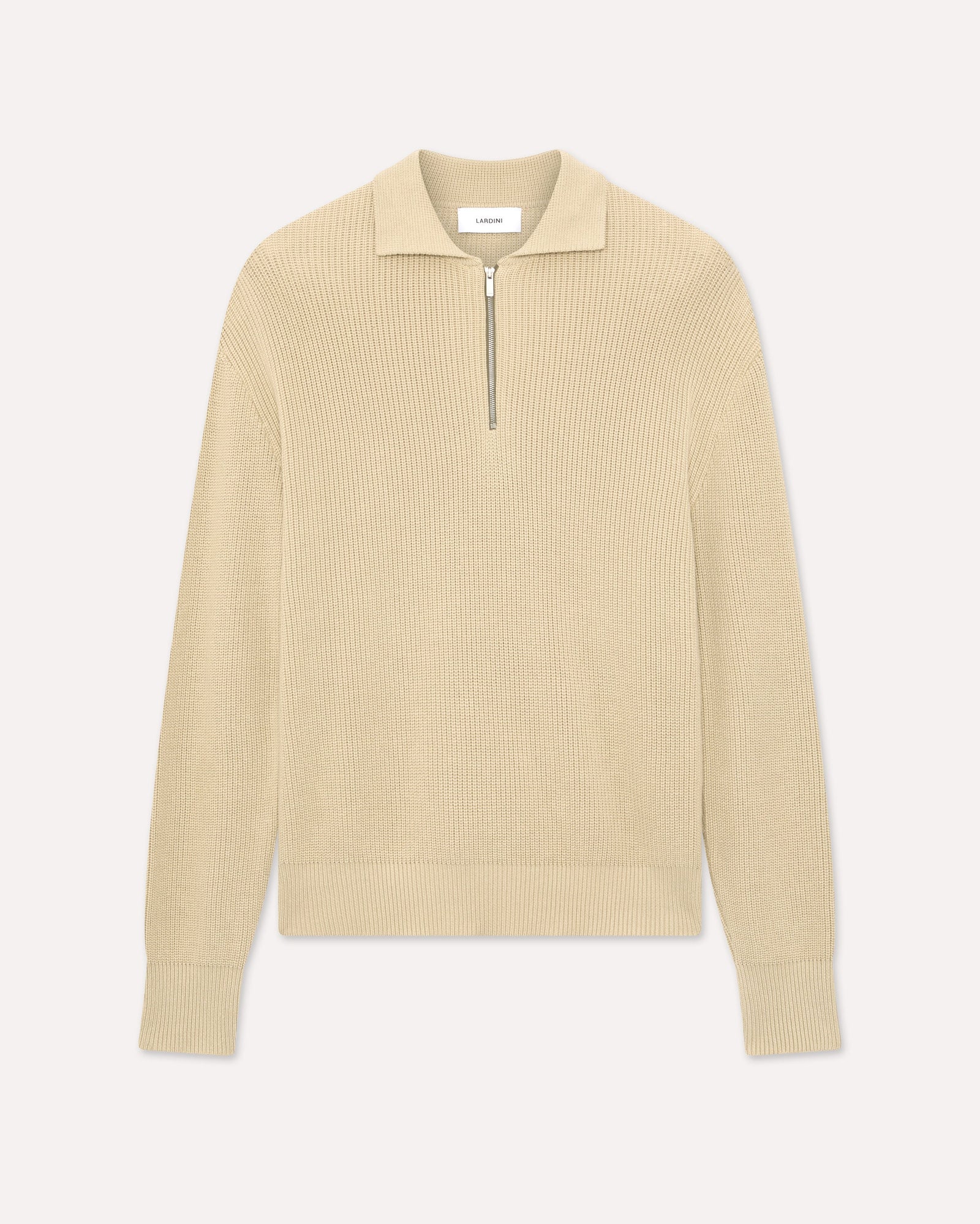 Polo In Maglia Di Cotone Beige