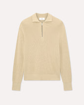 Polo in maglia di cotone beige