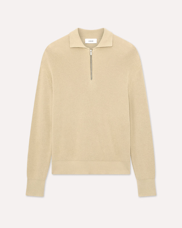 Polo in maglia di cotone beige