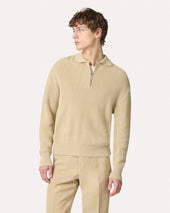 Polo In Maglia Di Cotone Beige