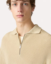 Polo In Maglia Di Cotone Beige