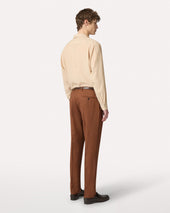 Pantalone Con Piega Marrone