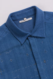 Indigo Organic Cotton Shirt In Tangaliya Weave