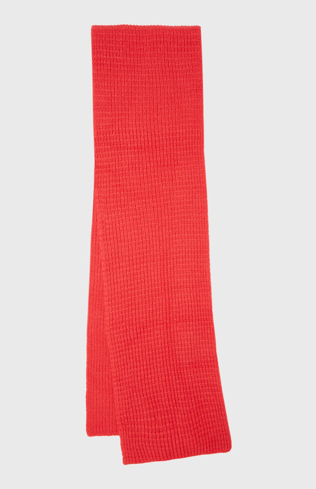 Cashmere Scarf In A Waffle Stitch In Poppy Red