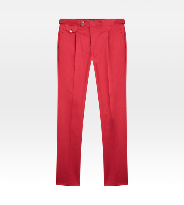 Pantalon sartorial en coton framboise