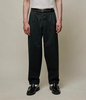 Pleated Cotton Poplin Ankle Length Pants