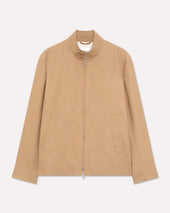 Giacca camicia nocciola in lino, cotone e seta