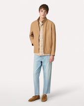 Giacca Camicia Nocciola In Lino Cotone E Seta