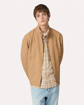 Giacca Camicia Nocciola In Lino Cotone E Seta
