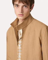 Giacca Camicia Nocciola In Lino Cotone E Seta