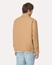 Giacca Camicia Nocciola In Lino Cotone E Seta