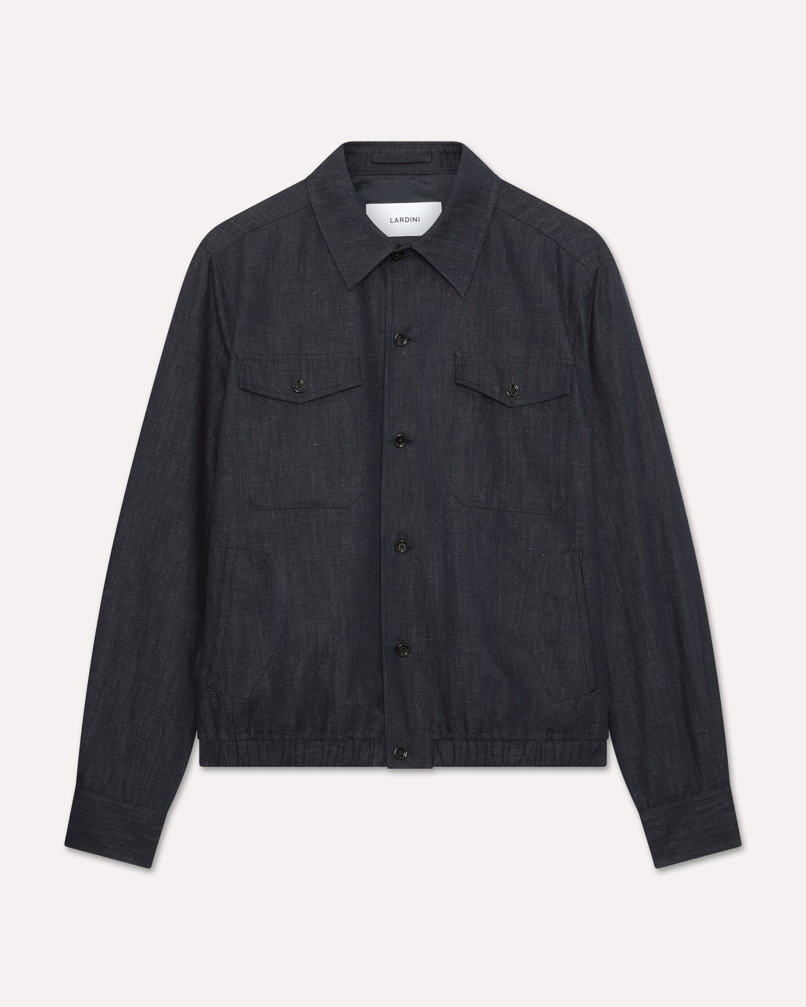 Giacca Camicia Blu In Cotone E Lino