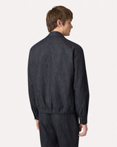 Giacca Camicia Blu In Cotone E Lino
