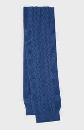 All Over Rib And Cable Detail Scarf In Storm Blue