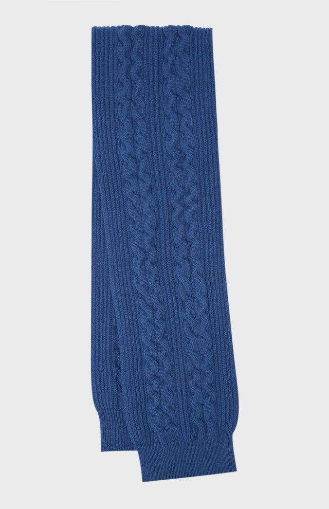 All Over Rib And Cable Detail Scarf In Storm Blue