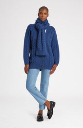 All Over Rib And Cable Detail Scarf In Storm