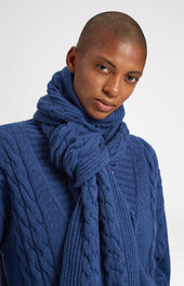 All Over Rib And Cable Detail Scarf In Storm