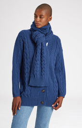 All Over Rib And Cable Detail Scarf In Storm