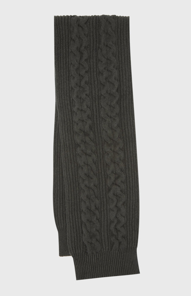 All Over Rib And Cable Scarf Detail In Khaki