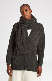 All Over Rib And Cable Scarf Detail In