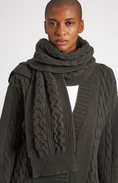 All Over Rib And Cable Scarf Detail In