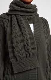 All Over Rib And Cable Scarf Detail In