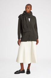 All Over Rib And Cable Scarf Detail In