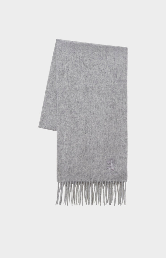 Fringed Lambswool Scarf In Grey