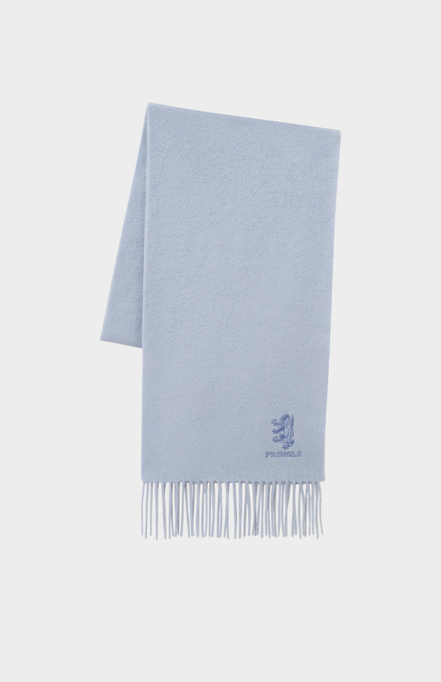 Fringed Lambswool Scarf In Light Blue