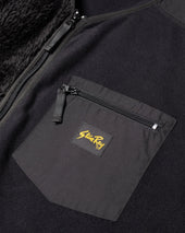 Patchwork Fleece Cardigan (Black)