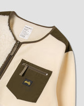 Patchwork Fleece Cardigan (Natural/Olive)