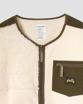 Patchwork Fleece Cardigan (Natural/Olive)