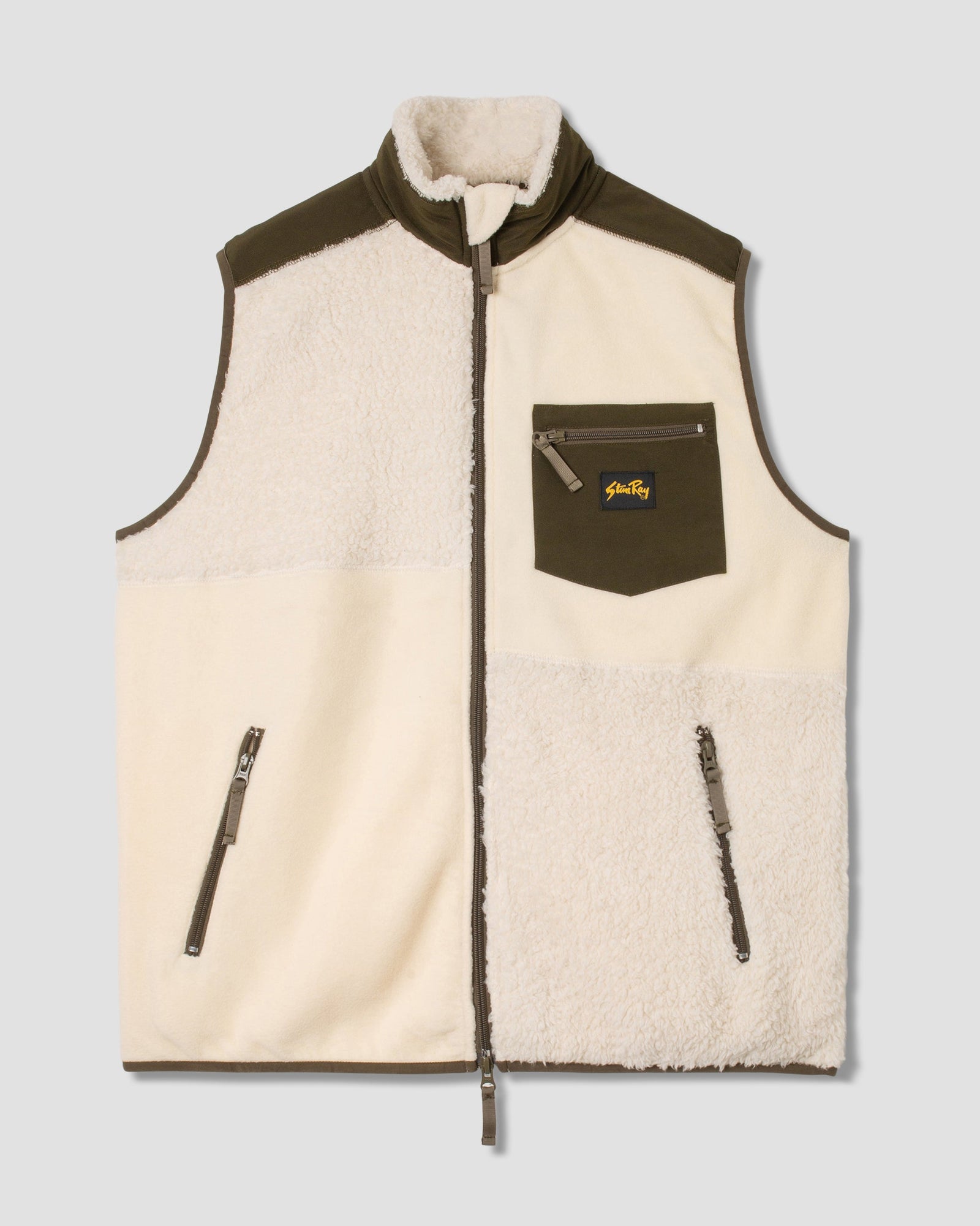 Patchwork Fleece Vest Natural