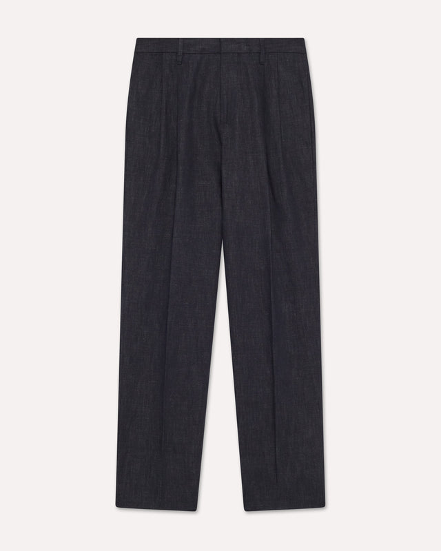 Pantalone blu a due pieghe
