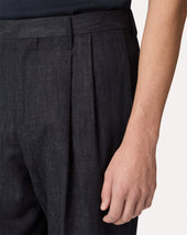Pantalone Blu A Due Pieghe