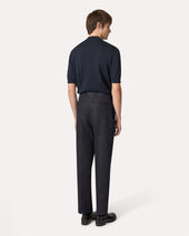 Pantalone Blu A Due Pieghe