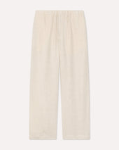 Pantalone beige senza pieghe in lino