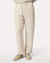 Pantalone Beige Senza Pieghe In Lino