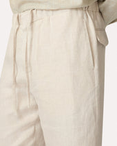 Pantalone Beige Senza Pieghe In Lino