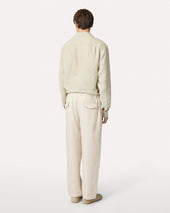 Pantalone Beige Senza Pieghe In Lino